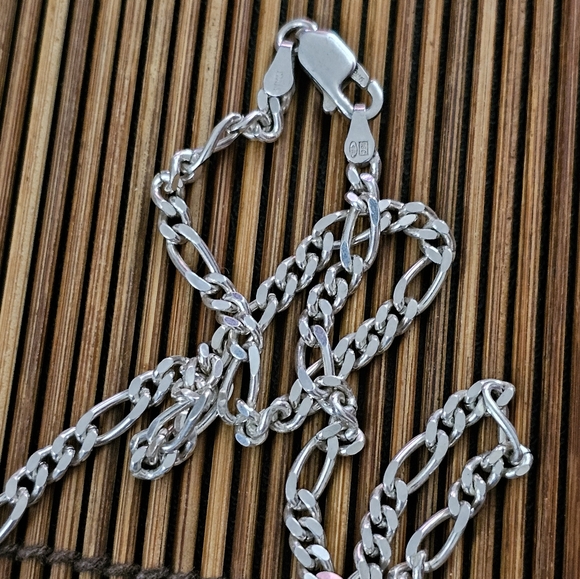 925 Silver Figaro Chain Necklace - Picture 8 of 14